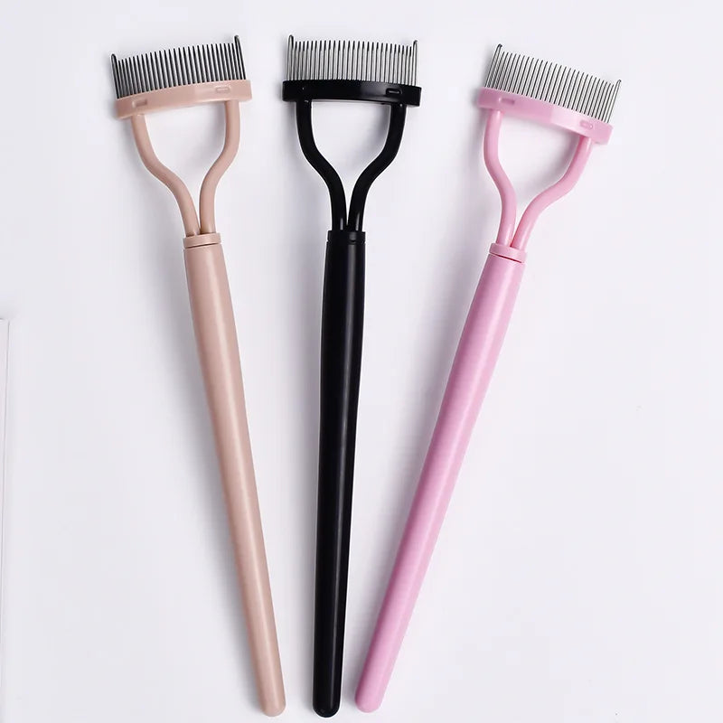 LuxuryGlow Stainless Steel Eyelash Separator & Curler | Metal Teeth Mascara Comb