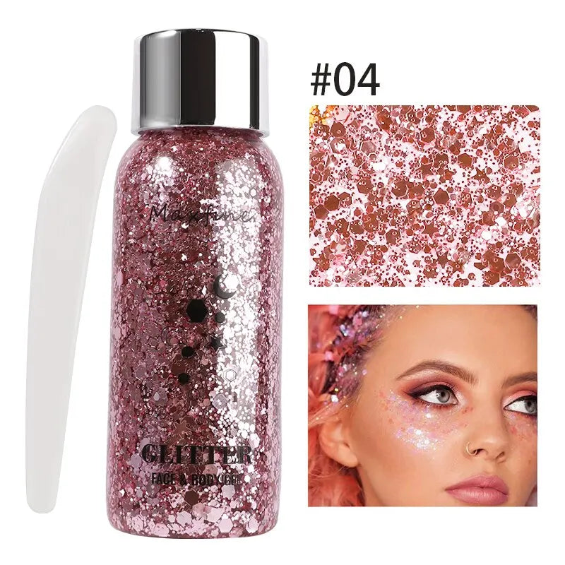 MAXFINE Full Body Glitter Gel – Long-Lasting Eye, Hair & Body Sparkle