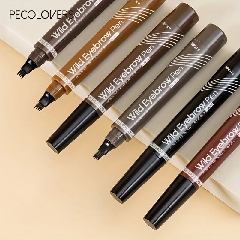 LuxuryGlow 4-Tip Waterproof Eyebrow Tattoo Pen – Long-Lasting Liquid Brow Enhancer (6 Shades)