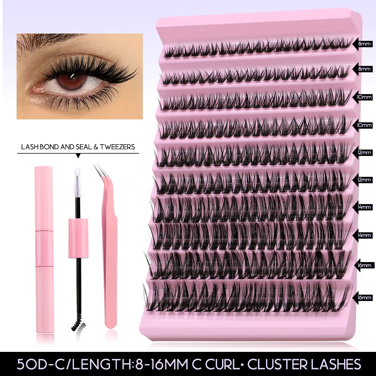 GROINNEYA DIY Lash Extension Kit – Individual Cluster Lashes with Glue & Remover (Natural Look)