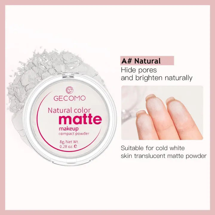 GECOMO 12H Matte Compact Powder – Oil Control & Shine-Free Finish