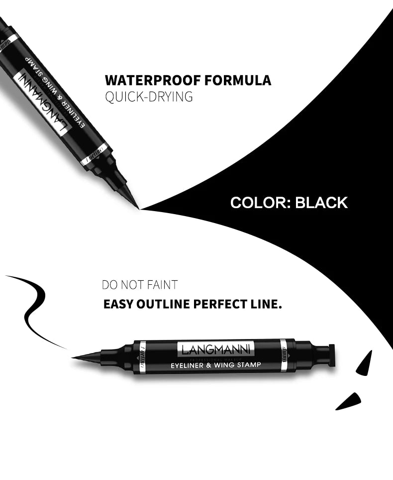 Langmanni 2-in-1 Waterproof Eyeliner Pen with Stamp – Long-Lasting & Smudge-Proof