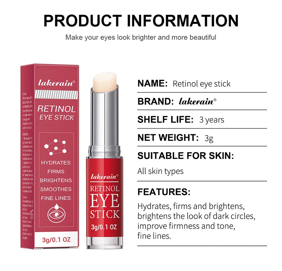 Crema de ojos con retinol en barra ibcccndc: suero iluminador y antiedad para ojeras (3 g)