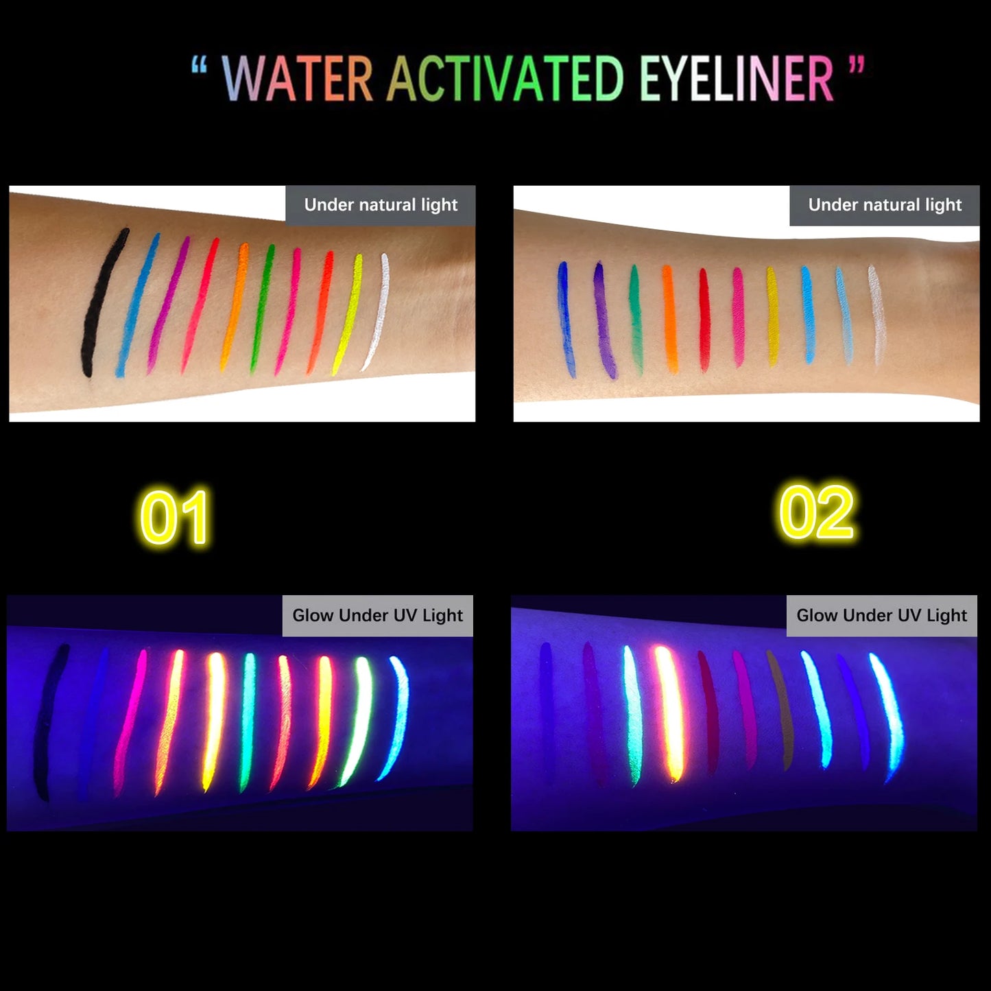VERONNI UV Glow Neon Face & Body Paint – 10 Fluorescent Colors for Party Makeup