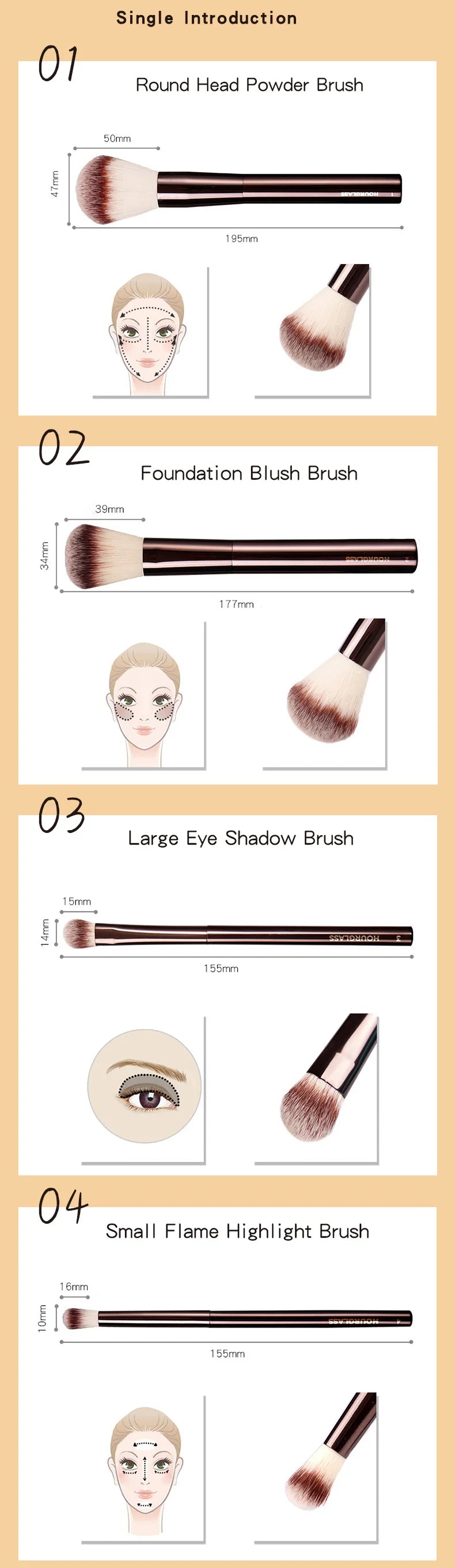 Hourglass Multi-Use Professional Makeup Brush – Powder, Foundation, Concealer, Blush, Bronzer & Eye Makeup
