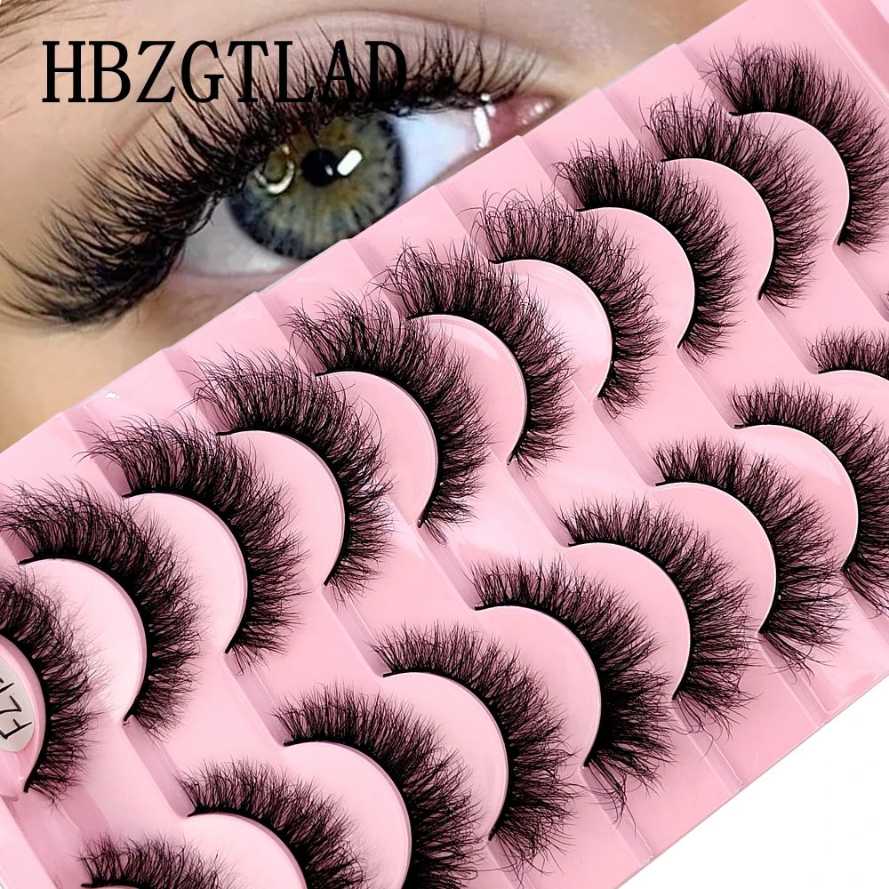 HBZGTLAD 10 pares de pestañas postizas de visón sintético: pestañas postizas rizadas 3D naturales y hechas a mano