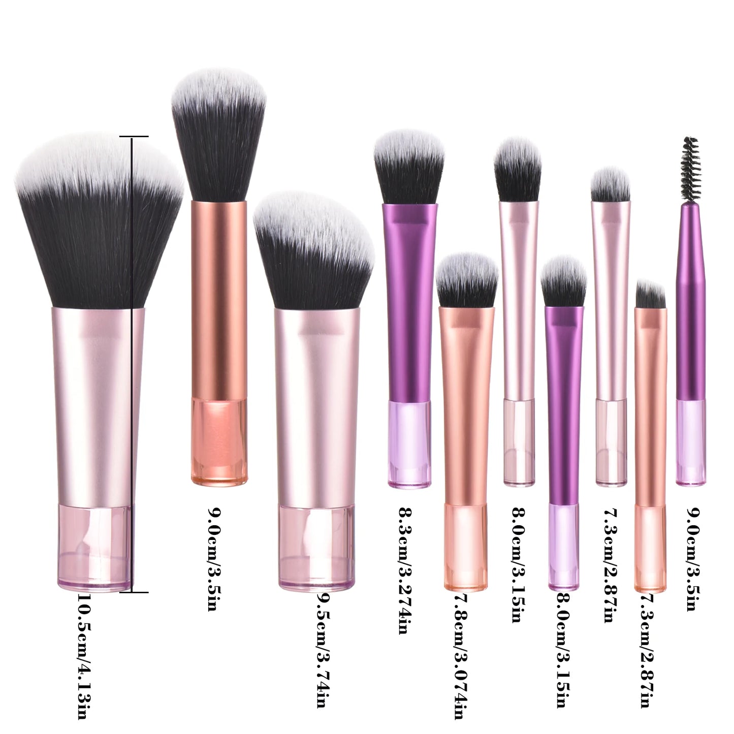 مجموعة فرش مكياج صغيرة من LuxuryGlow، 10 ألوان، مجموعة سفر محمولة مع إسفنجة وأدوات