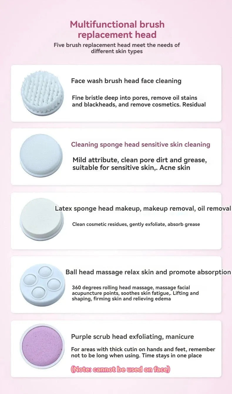 Cepillo de limpieza facial y masajeador de belleza LuxuryGlow 5 en 1: limpieza profunda y cuidado suave de la piel