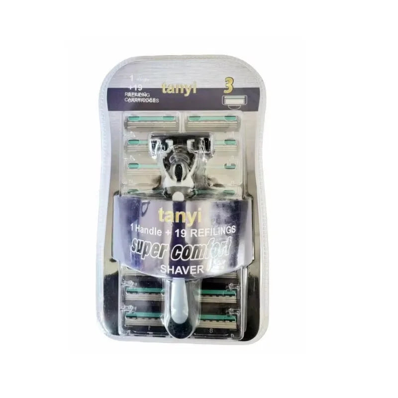 LuxuryGlow Triple-Blade Men's Razor | Reusable Shaver with Imported Blades for Smooth Shaving