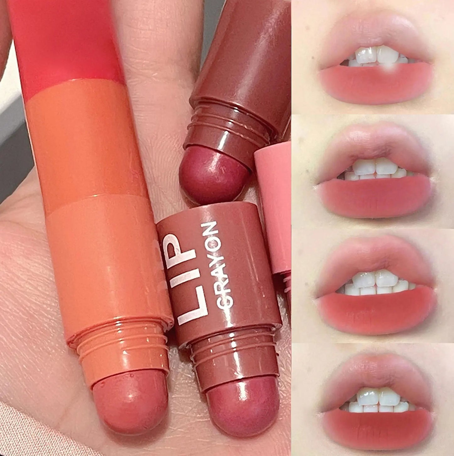 Lápiz labial LuxuryGlow Matte Velvet Mist de 4 colores: resistente al agua, duradero e hidratante.