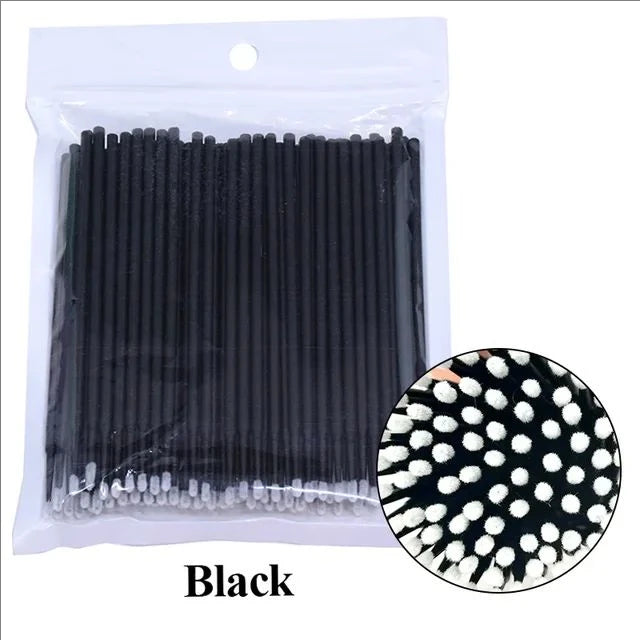 JPNPL MJ 100PCS Microcepillos para Pestañas – Hisopos de Algodón para Limpiar Extensiones de Pestañas