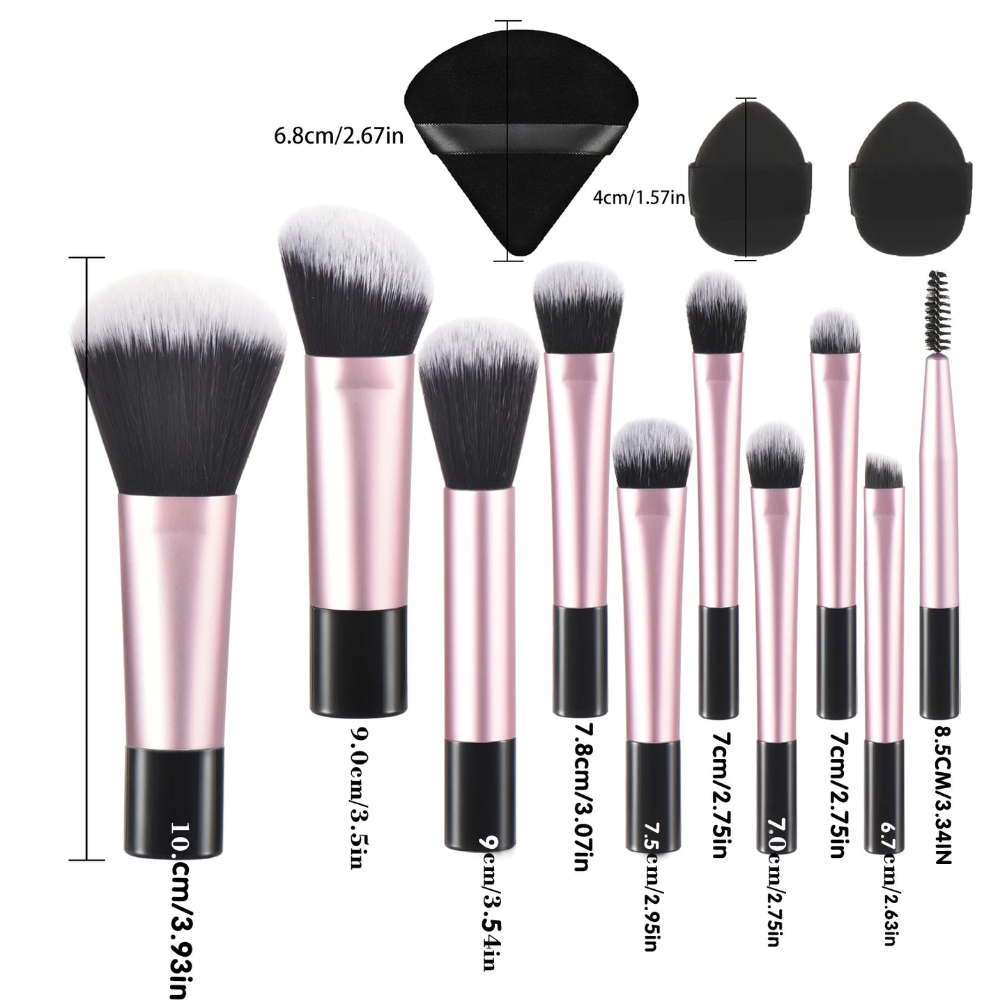 مجموعة فرش مكياج صغيرة من LuxuryGlow، 10 ألوان، مجموعة سفر محمولة مع إسفنجة وأدوات