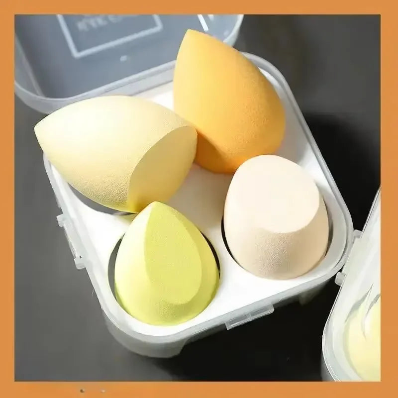Juego de 7 esponjas de maquillaje con degradado LuxuryGlow con caja de cartón para guardar huevos: suaves y reutilizables.