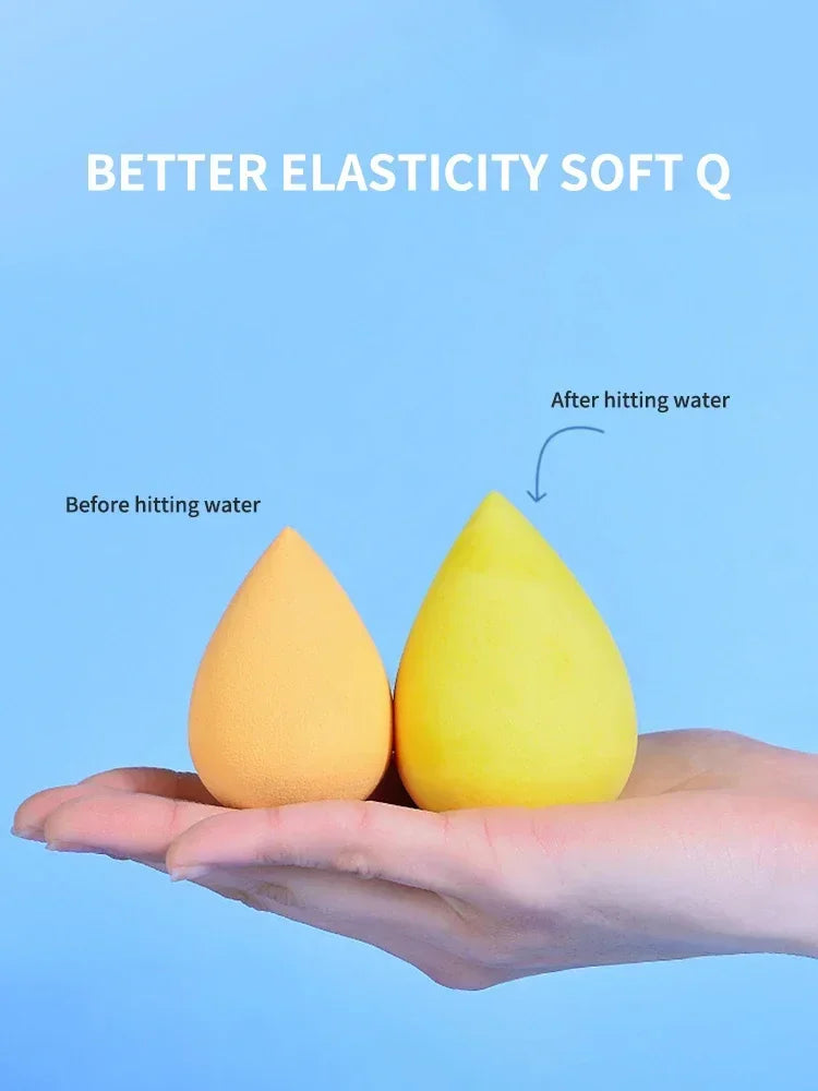 Juego de 7 esponjas de maquillaje con degradado LuxuryGlow con caja de cartón para guardar huevos: suaves y reutilizables.