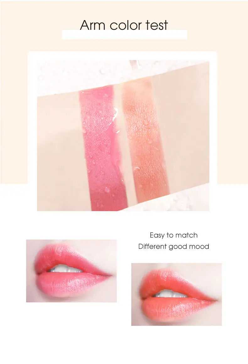 Lápiz labial en gel LuxuryGlow que cambia de color: duradero, hidratante y sensible a la temperatura.
