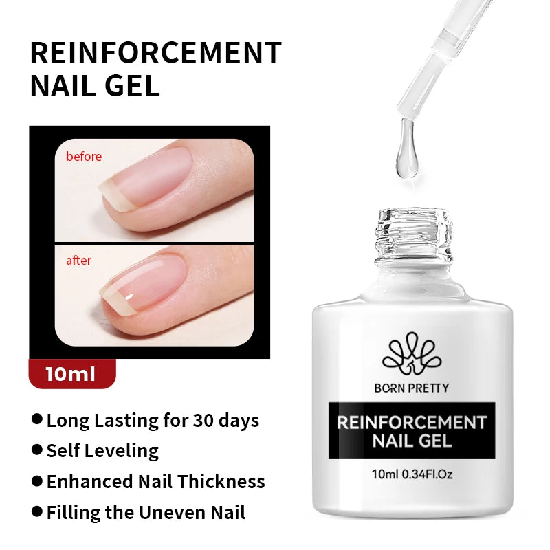 BORN PRETTY 10ml Nail Gel – Base, Top & Rubber Reinforcement Gel for UV/LED