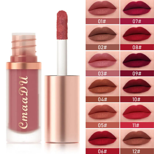 CMAADU Waterproof Matte Velvet Lip Gloss – Long-Lasting, Moisturizing, Non-Stick Formula