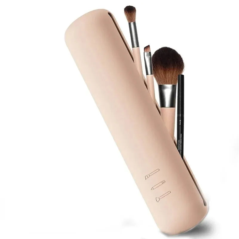 LuxuryGlow Silicone Makeup Brush & Brow Pencil Case | Dustproof Portable Travel Pouch
