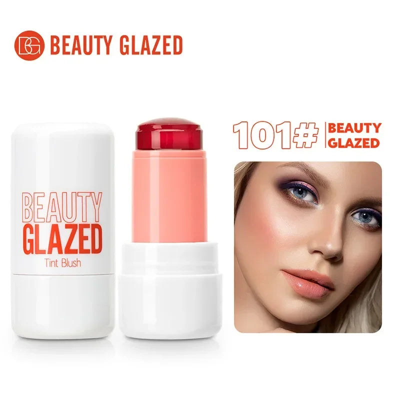 LuxuryGlow 3-in-1 Jelly Lipstick, Blush & Contour Stick – Moisturizing Korean Makeup