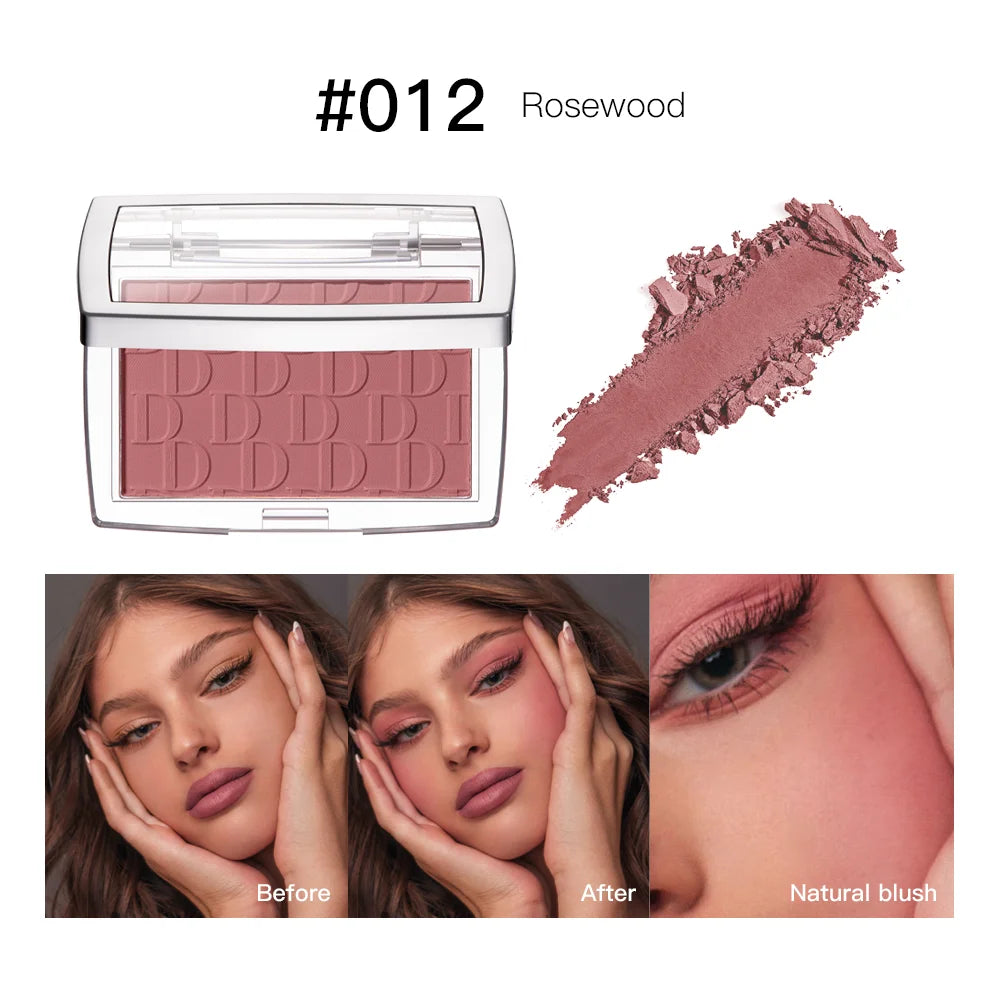 Paleta de rubor mate en relieve LuxuryGlow de 6 colores: alta pigmentación, brillo rosado natural