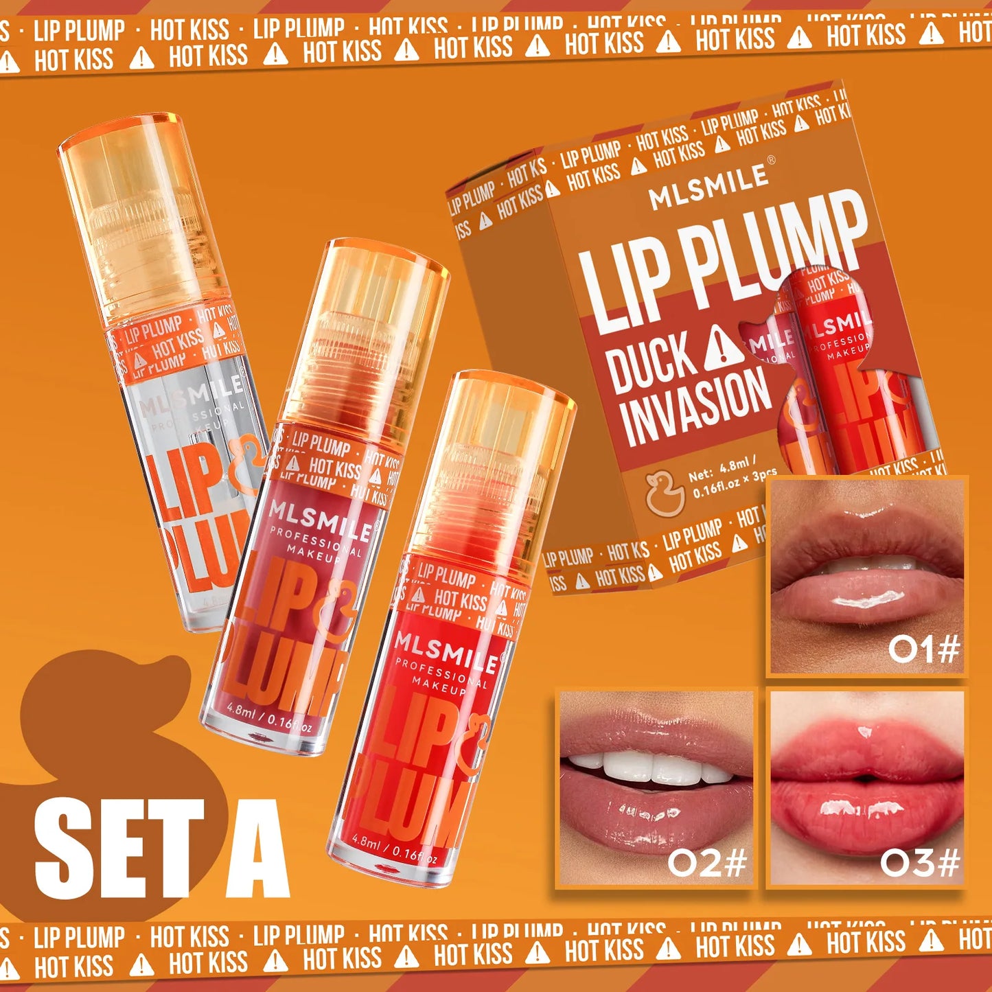MLSMILE Set de 3 aceites labiales hidratantes con fragancia frutal: hidratantes y brillantes