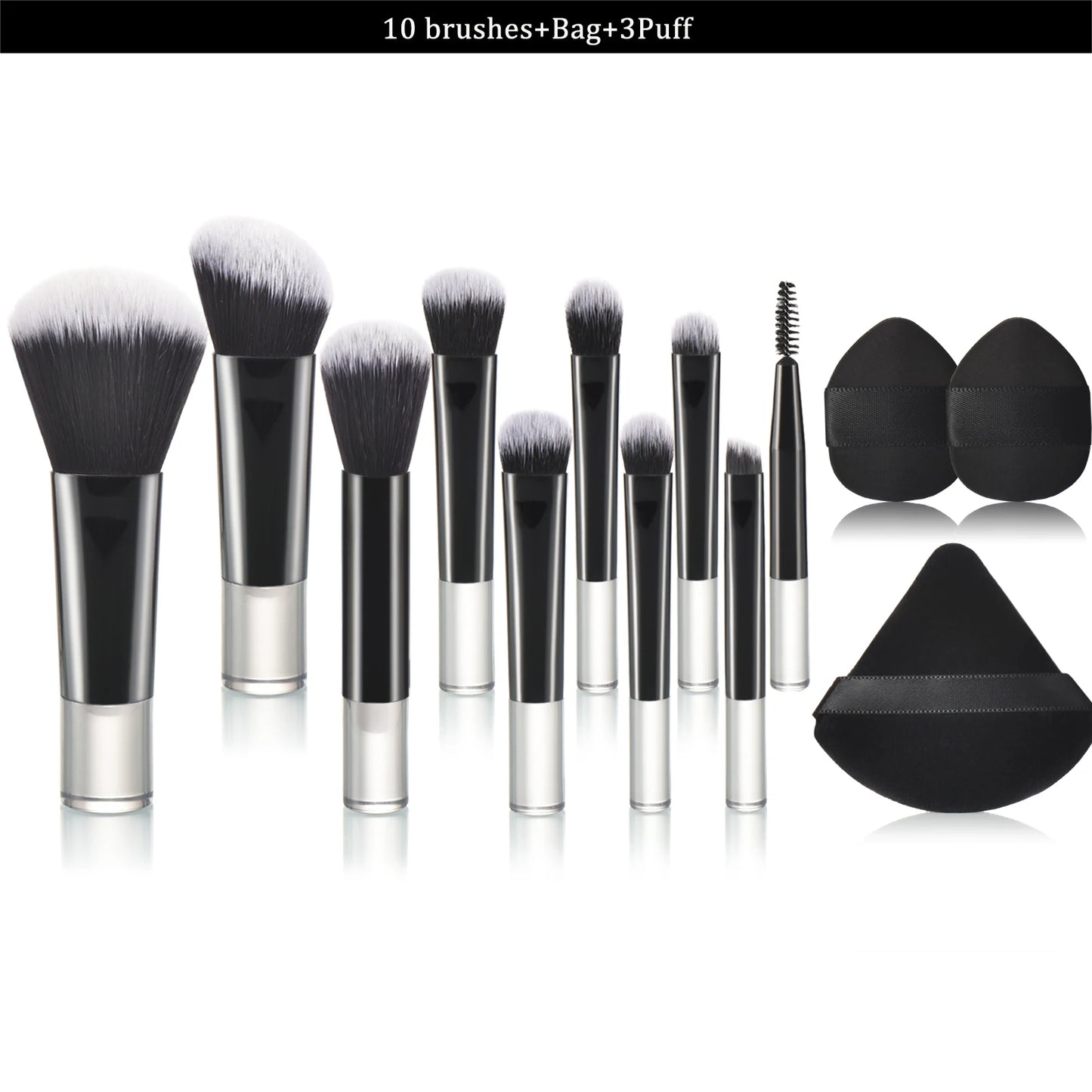 مجموعة فرش مكياج صغيرة من LuxuryGlow، 10 ألوان، مجموعة سفر محمولة مع إسفنجة وأدوات