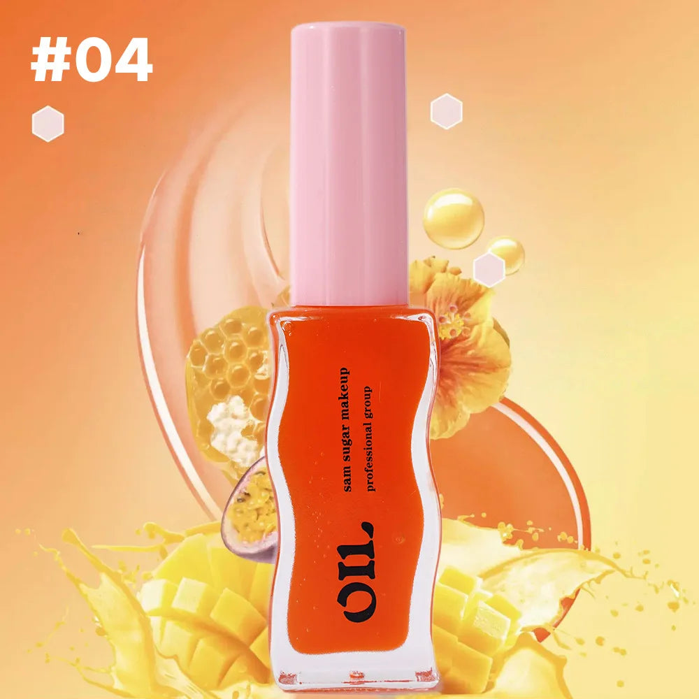 Aceite labial LuxuryGlow Fruit Honey: brillo labial con color, hidratante, voluminizador y resistente al agua.