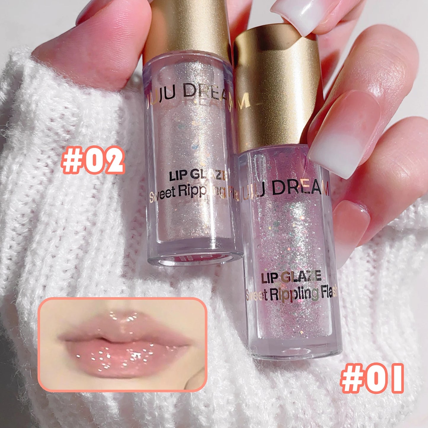 Brillo labial brillante JUJU Dream Sweet: brillo de espejo y acabado hidratante