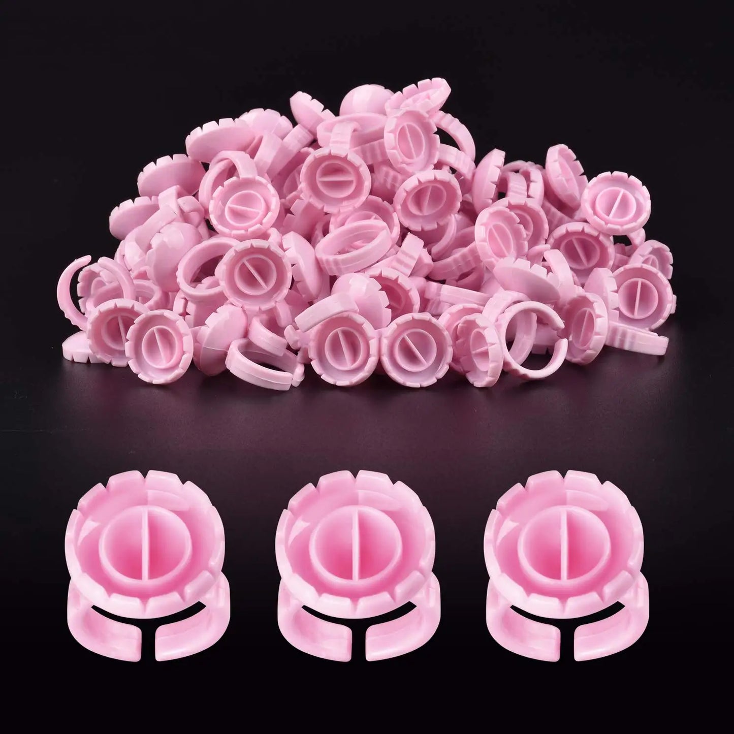 FOEONCO 100PCS Disposable Eyelash Glue Rings for Lash Extension & Tattoo Ink