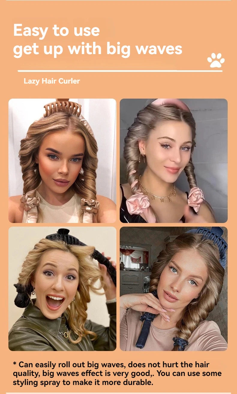 Tanyi DIY Heatless Hair Curling Headband Set – No-Heat Lazy Curler with Hairpins
