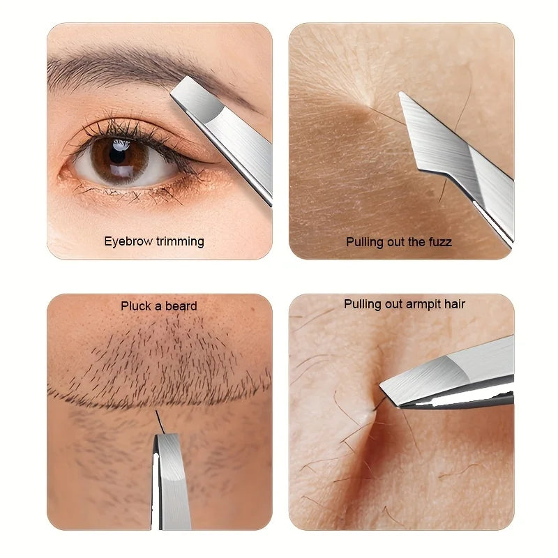Juego de 4 pinzas profesionales Ouriner | Herramienta de precisión para depilación de cejas y cejas