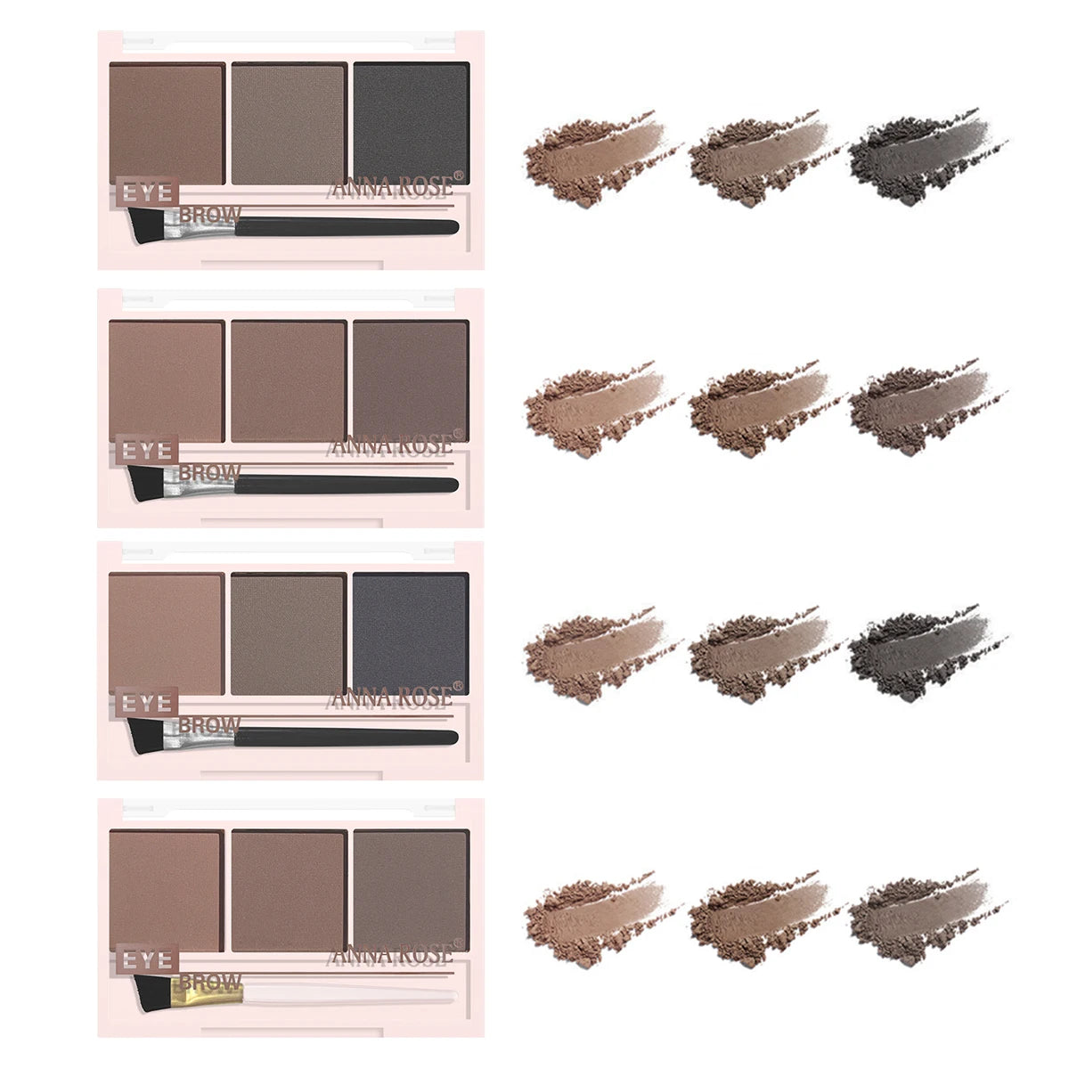LuxuryGlow 3-Color Eyebrow Powder – Waterproof, Sweat-Proof, Long-Lasting Brow Enhancer
