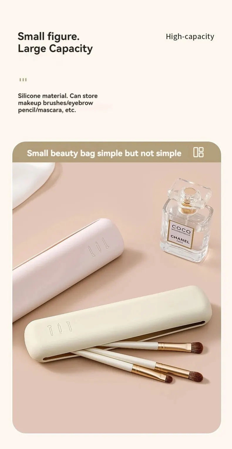 LuxuryGlow Silicone Makeup Brush & Brow Pencil Case | Dustproof Portable Travel Pouch