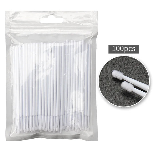 myaokue-up 100pcs Disposable Micro Brush Applicator Set – Precision Wands for Eyelash Extensions, Makeup & Cleaning