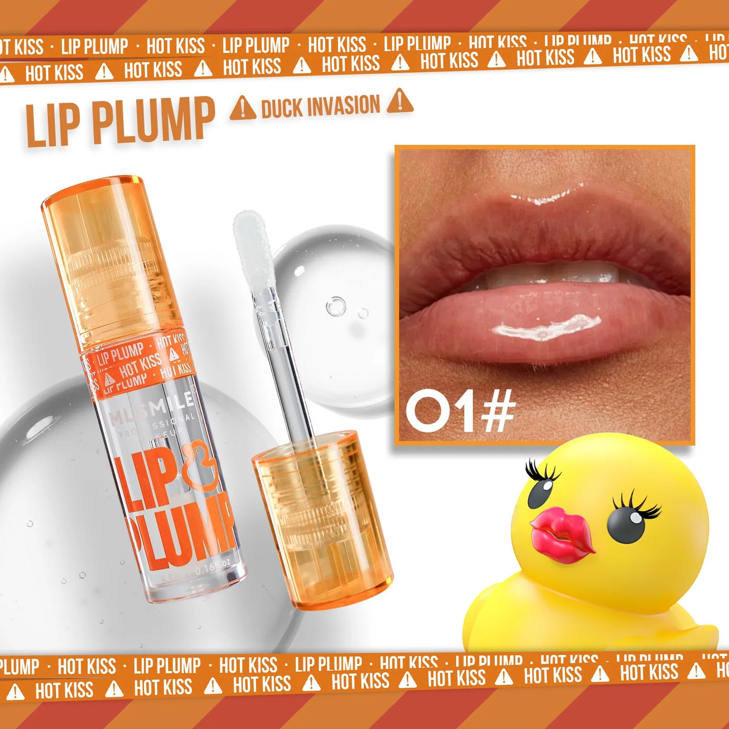 MLSMILE Aceite hidratante para labios con efecto voluminizador de pato: brillo hidratante de larga duración