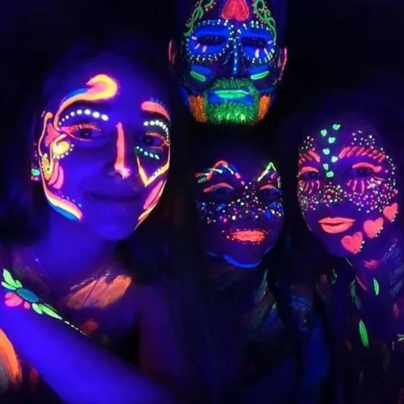 مجموعة أقلام تلوين الوجه المضيئة في الظلام من LuxuryGlow - 6 قطع من أقلام مكياج نيون غير سامة