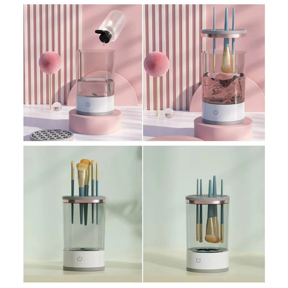 منظف فرش المكياج الدوار الأوتوماتيكي من LuxuryGlow - أداة تنظيف عميق بلمسة واحدة