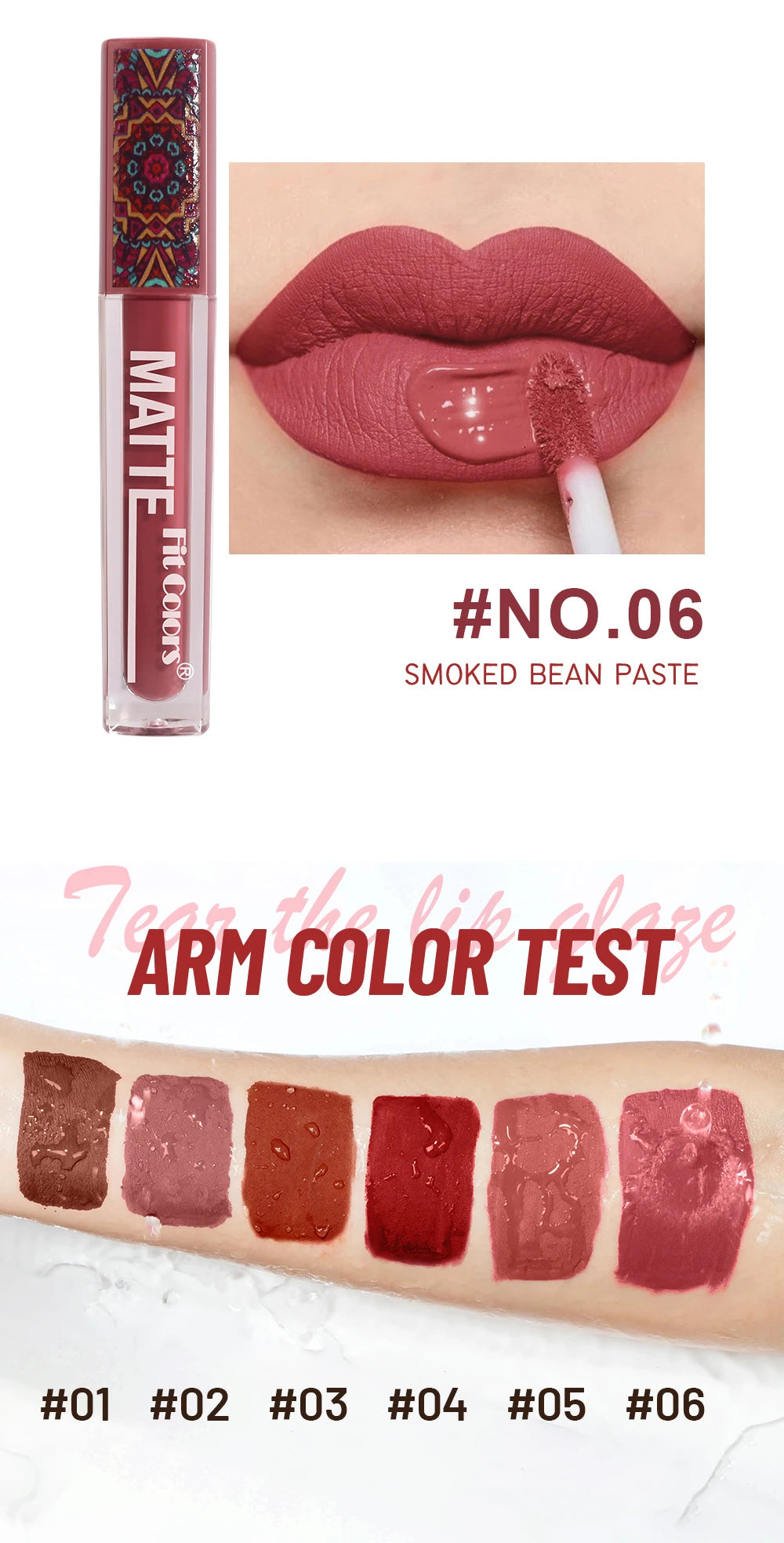Fit Colors Matte Lip Gloss – Waterproof, Long-Lasting Velvet Lipstick