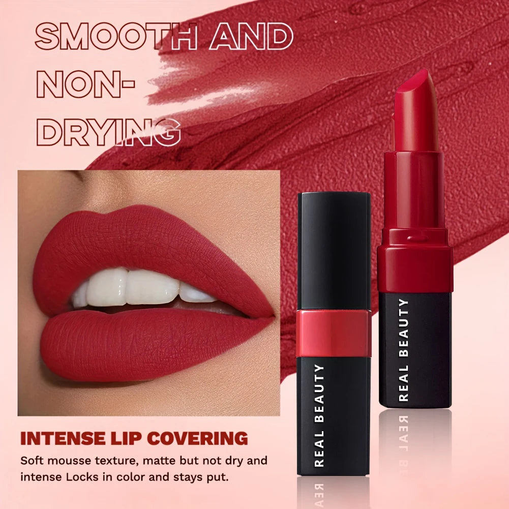 LuxuryGlow Matte Long-Lasting Waterproof Lipstick – Hydrating, High Pigment Lip Color