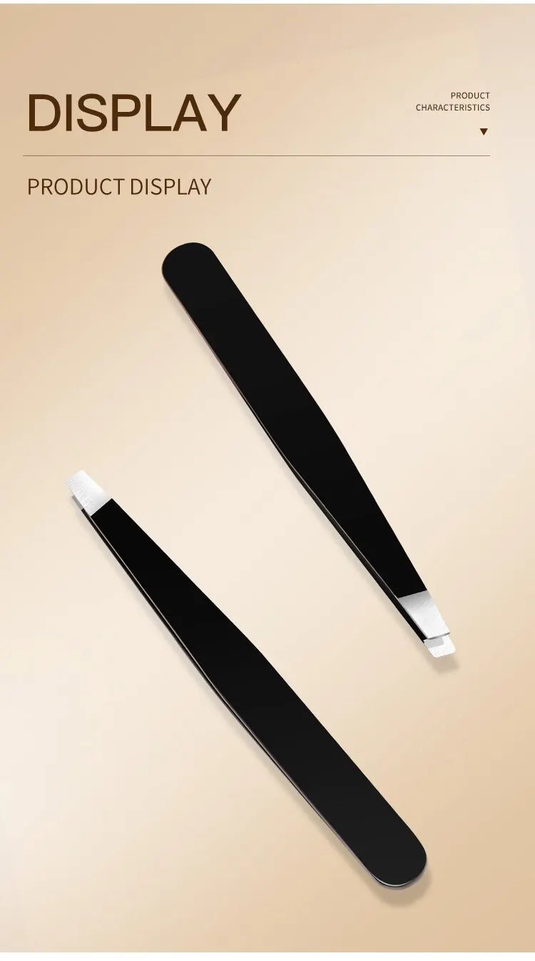 GECOMO Stainless Steel Eyebrow Tweezer – Slant & Flat Tip for Precision