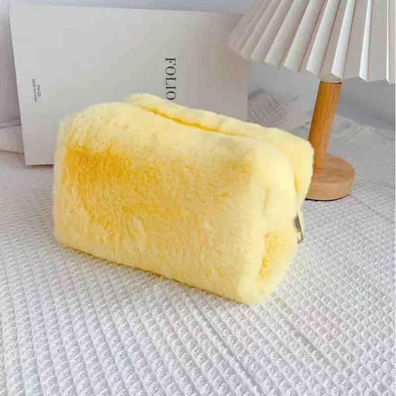 LuxuryGlow Soft Plush Makeup Bag – Stylish, Spacious & Travel-Friendly Cosmetic Organizer