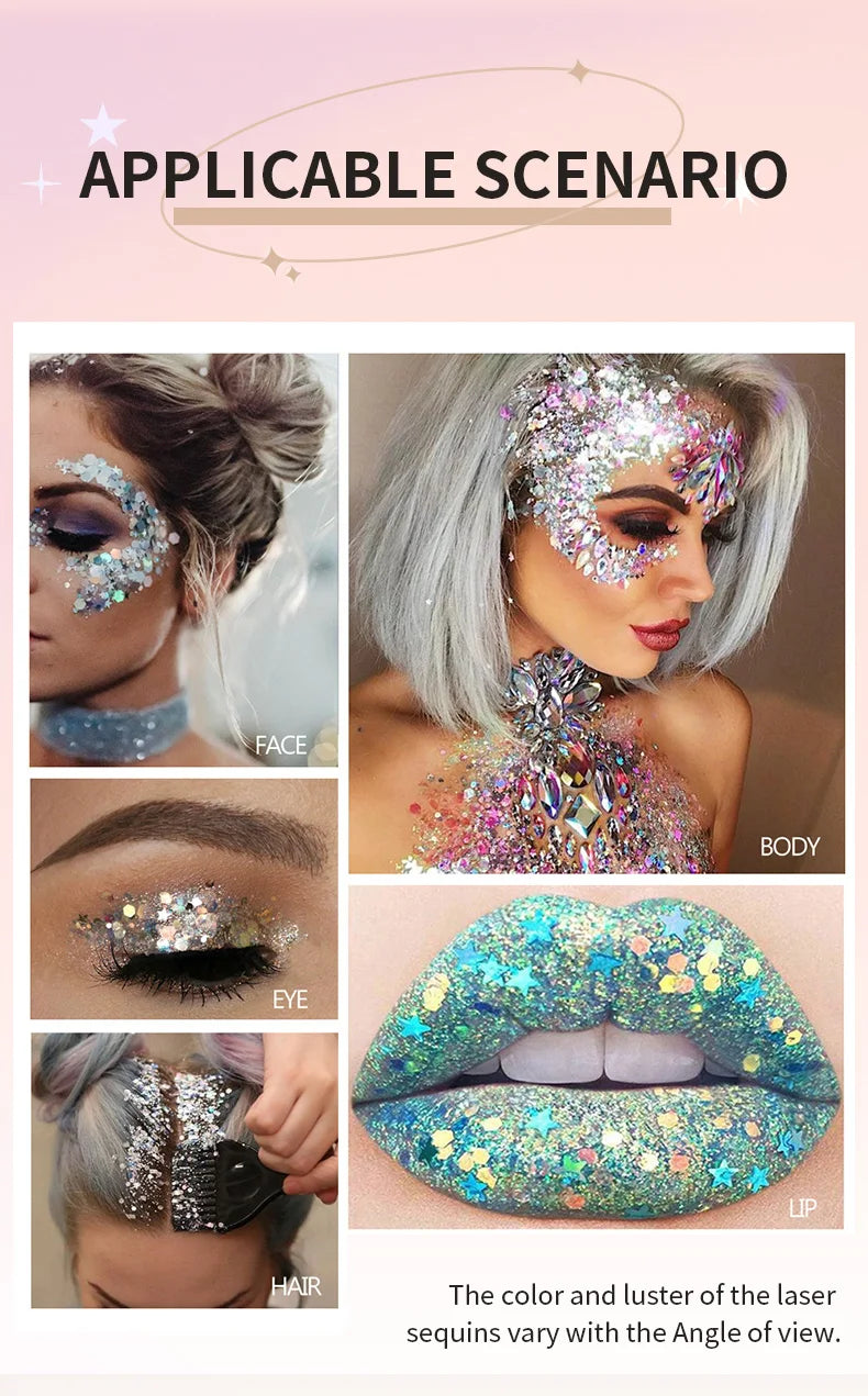 MAXFINE Full Body Glitter Gel – Long-Lasting Eye, Hair & Body Sparkle