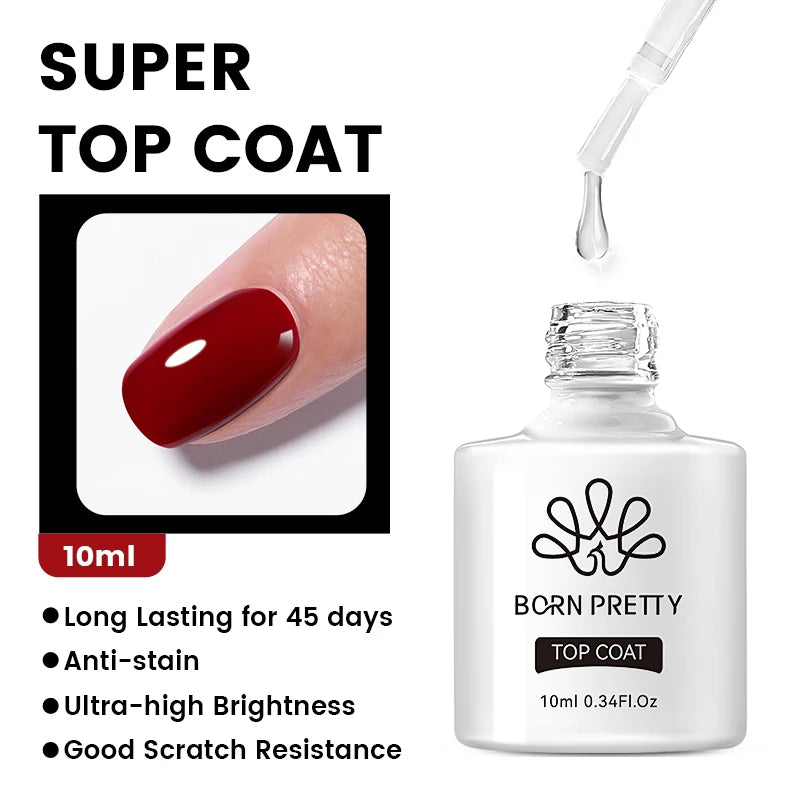 BORN PRETTY 10ml Nail Gel – Base, Top & Rubber Reinforcement Gel for UV/LED