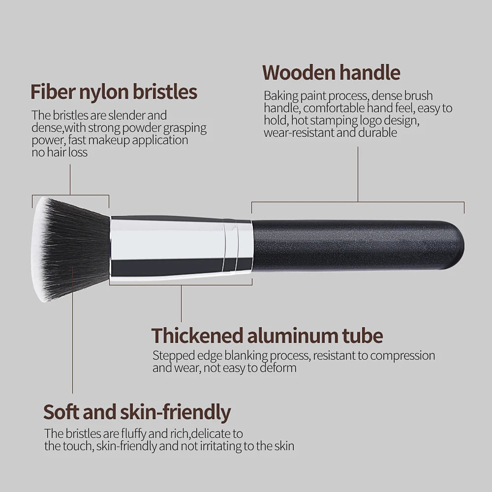 LuxuryGlow Large Flat Head Foundation Makeup Brush – Portable Beauty Tool for Smooth Application