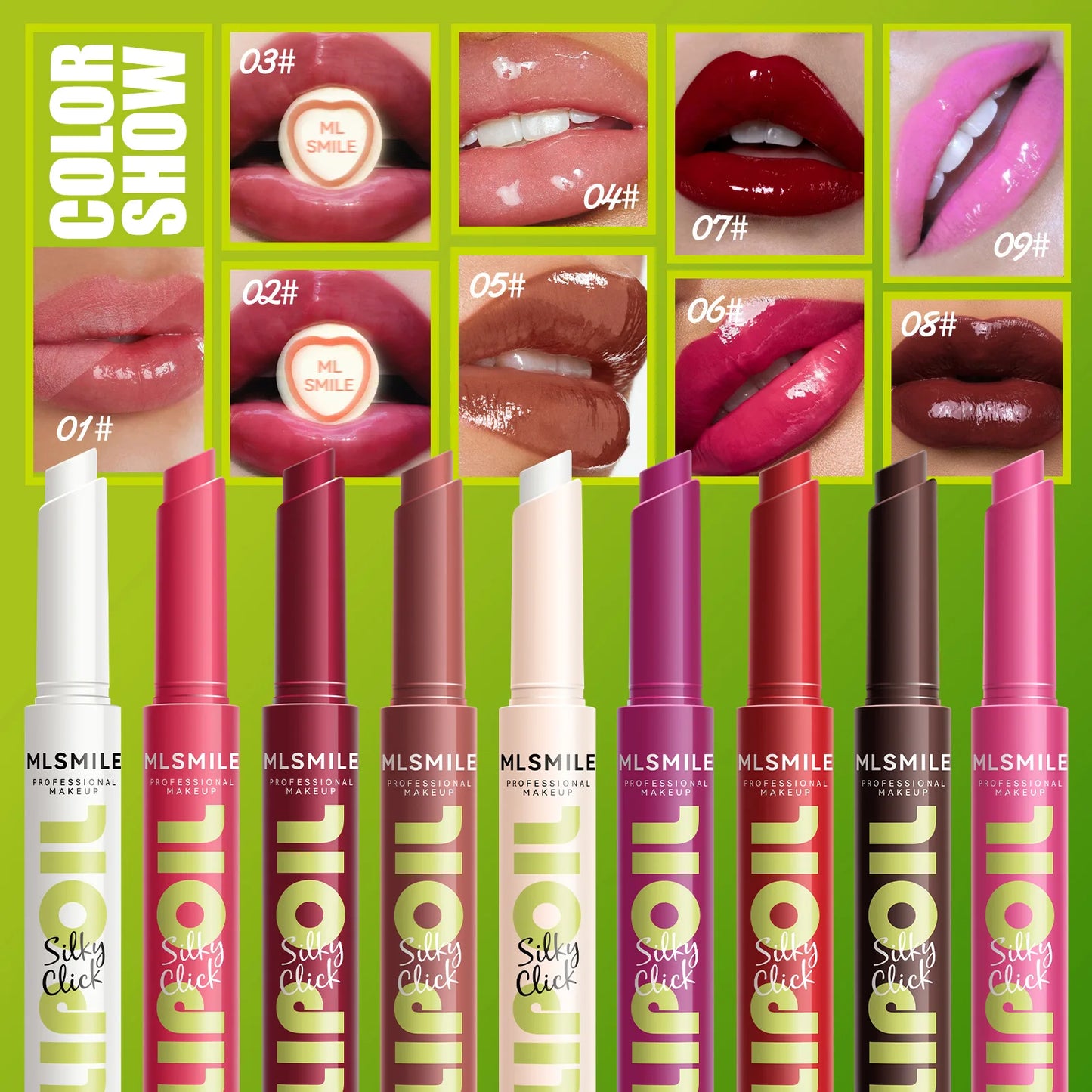 Set de labiales MLSMILE 3 en 1: brillo intenso, hidratante y duradero.