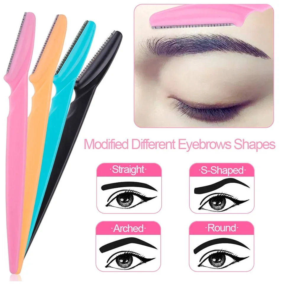 LuxuryGlow - Set de 3/10 afeitadoras recortadoras de cejas seguras: depilación facial de precisión para mujeres
