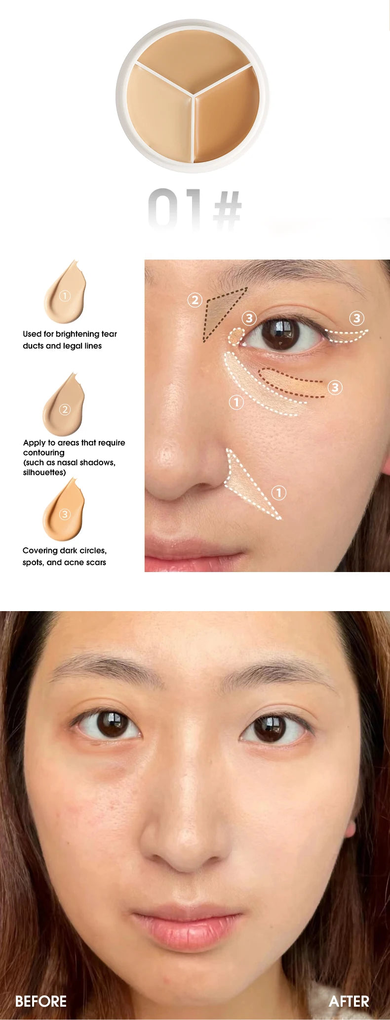 LuxuryGlow 3-in-1 Color Correcting Concealer Stick | Covers Acne, Dark Circles, Blemishes