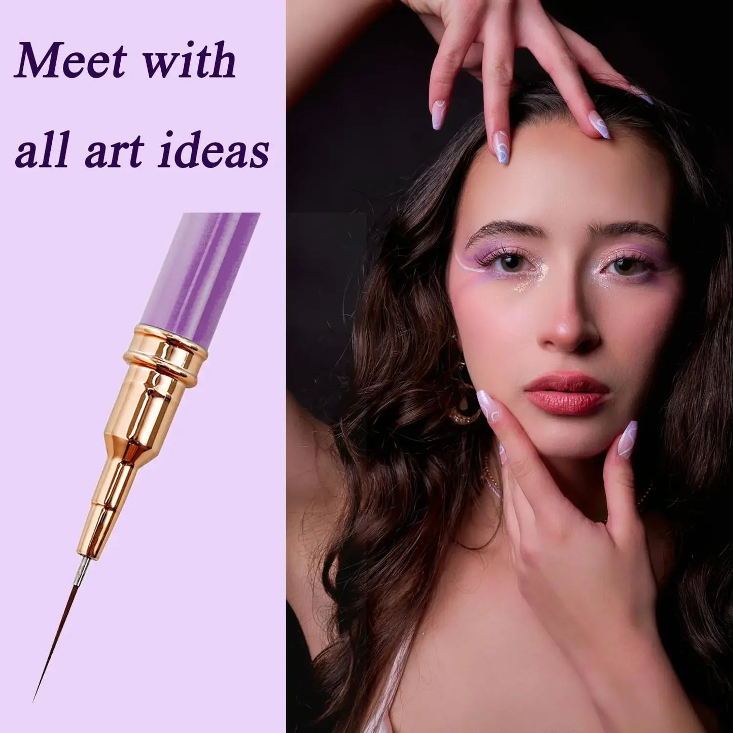 Juego de 5 pinceles delineadores para uñas LuxuryGlow YIKOOLIN: pinceles de gel UV para uñas francesas y diseño de uñas artísticas.