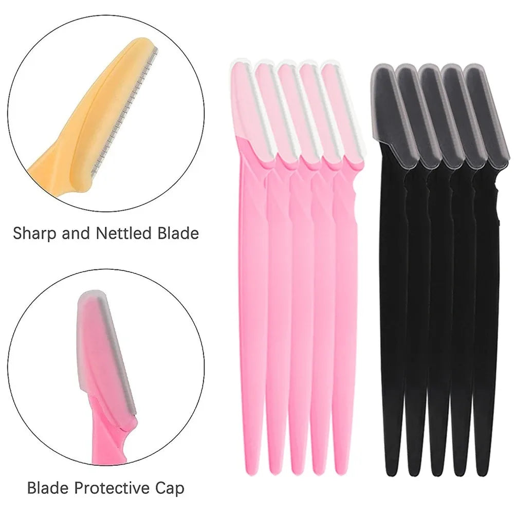 LuxuryGlow 5/10/20Pcs Eyebrow & Face Razors for Women & Men – Safe Hair Trimmer with Protective Cover