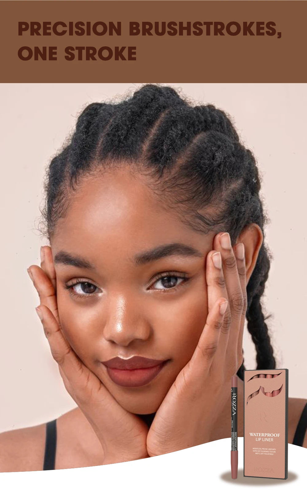 مجموعة أقلام تحديد الشفاه المقاومة للماء من LuxuryGlow Rozza - لمسة نهائية غير لامعة دقيقة وخفيفة الوزن وقابلة للمزج